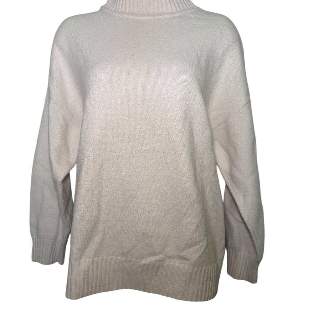 Gap Fuzzy Oversized Turtleneck Sweater Cream Pilling Relaxed Medium - Picture 2 of 6